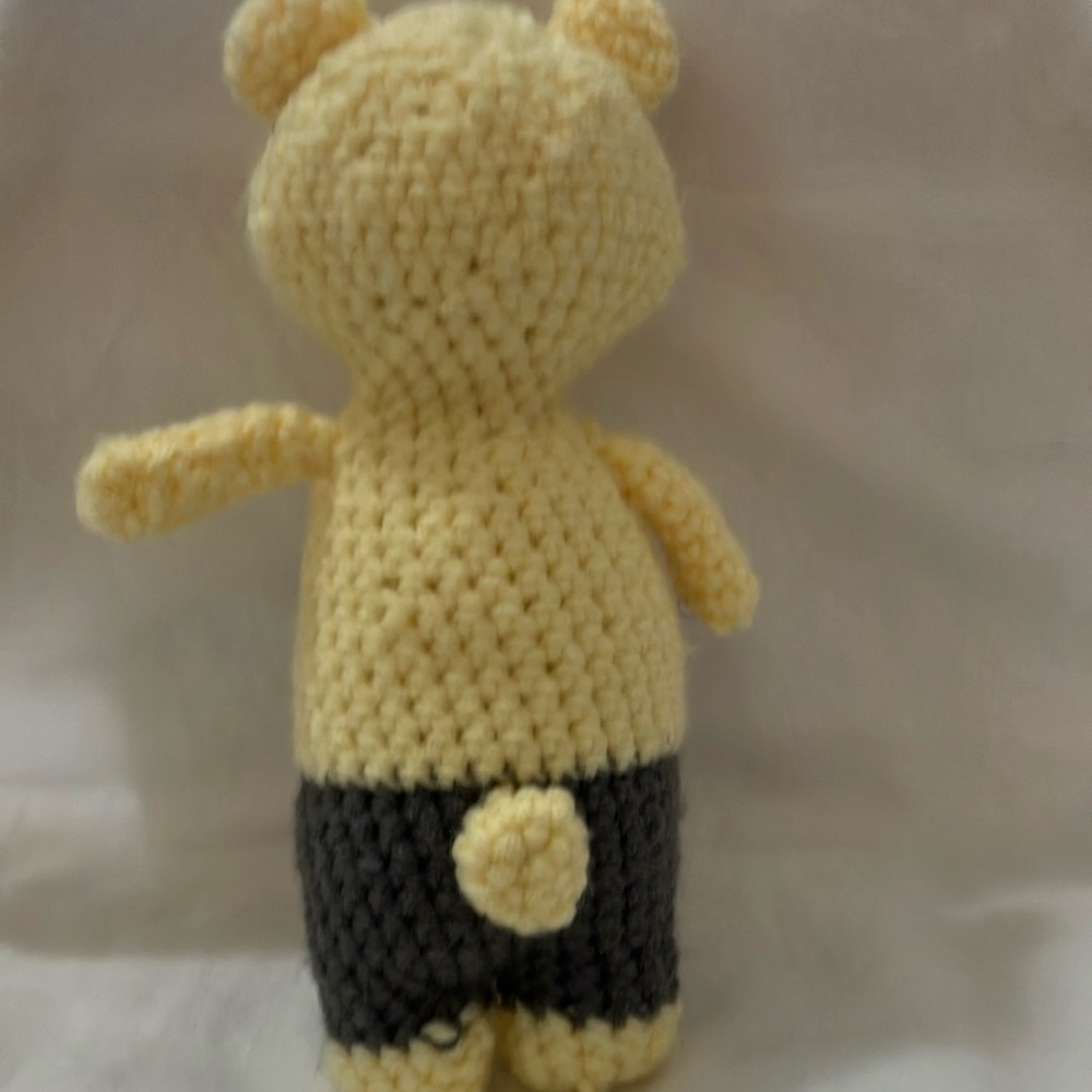 Yellow and Gray Amigurumi Stuffed Bear Toy - Picture 4 of 5